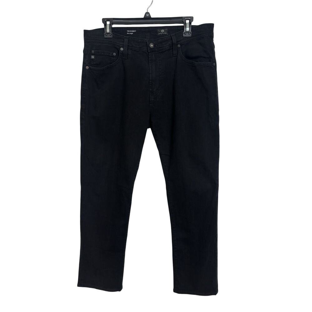 AG Adriano Goldschmied Black Everett Slim Straight Jeans 34x32 FLAW